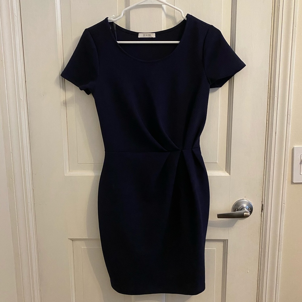 Navy slim rouched dress